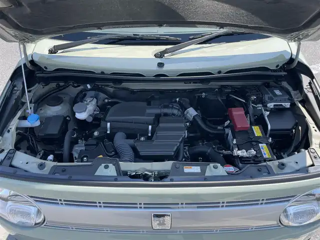 スズキ ラパン G 福島県 2024(令6)年 0.5万km トラッドカーキメタリック ディスプレイオーディオ/（BT/CD/AM/FM）/ETC/シートヒーター/コーナーセンサー/衝突被害軽減ブレーキ/横滑り防止装置/アイドリングストップ/オートハイビーム/ドライブレコーダー/スマートキー/プッシュスタート/取扱説明書