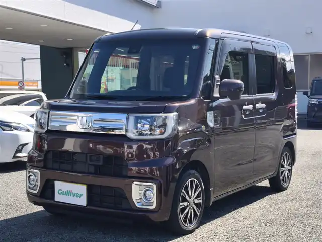 ダイハツ ウェイク G ターボ SA Ⅱ 熊本県 2017(平29)年 8.7万km プラムブラウンクリスタルマイカ 純正8インチナビ（NSZN-W65DB）/【フルセグTV/CD/DVD/Bluetooth】/バックカメラ/両側パワースライドドア/衝突軽減装置/アイドリングストップ/純正14インチAW/ETC/電動格納ミラー/プッシュスタート/ステアリングスイッチ/純正フロアマット/純正ドアバイザー/横滑り防止/盗難防止装置/保証書/取扱説明書