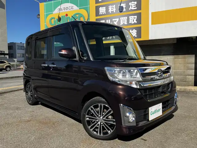 ダイハツ タント カスタム RS SA 三重県 2014(平26)年 4万km プラムブラウンクリスタルマイカ 登録時走行39111km/スマートアシスト/　・低速域衝突回避支援ブレーキ機能/　・誤発進抑制機能/　・先行車発進お知らせ機能/ストラーダナビ/　・フルセグ/　・ＣＤ/　・ＤＶＤ/　・録音/両側パワースライドドア/ＬＥＤヘッドライト/フォグライト/スマートキー/プッシュスタート/ＥＴＣ/電動格納ミラー/ターンミラー/アイドリングストップ/横滑り防止/純正15インチアルミ