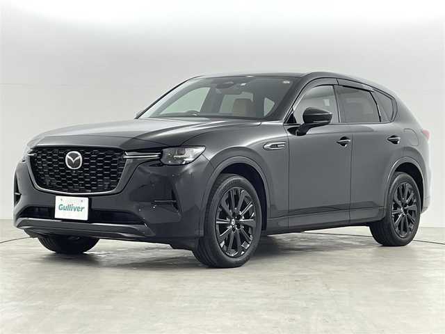 マツダ ＣＸ－６０ XD HV プレミアムスポーツ 福島県 2023(令5)年 2.7万km ジェットブラックマイカ 衝突軽減ブレーキ/・レーンキープアシスト/・クリアランスソナー/・レーダークルーズコントロール/純正ナビ/・フルセグTV/Bluetooth/USB/・全方位カメラ/・ETC/・ドライブレコーダー/サンルーフ/BOSEプレミアムサウンド/アイドリングストップ/パワーバックドア/電子パーキング/・オートホールド/4WD/・ダウンヒルアシストコントロール/革巻きステアリング/・ステアリングリモコン/・ステアリングヒーター/ハーフレザーシート/・パワーシート(運転席/助手席)/・メモリシート(運転席)/・シートヒーター（全席）/・エアシート(全席)/プッシュスタート/・スマートキー/・スペアキー/社外19インチアルミホイール付スタッドレスタイヤ/(235/55/R19) 山6mm/LEDヘッドライト/・オートライト/・フォグライト/・オートマチックハイビーム/純正フロアマット/保証書/取扱説明書