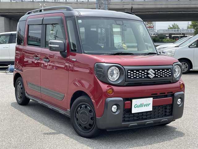 スズキ スペーシア ギア HYBRID XZ 石川県 2019(平31)年 4.5万km フェニックスレッドパール/ガンメタリック2トーンルーフ 社外8型ナビ/フルセグTV/バックカメラ/LEDヘッドライト/ドライブレコーダー/スマートキー/プッシュスタート/電動ミラー/レーダーブレーキ/シートヒーター/コーナーセンサー/フロアマット/オートライト/オートエアコン/保証書