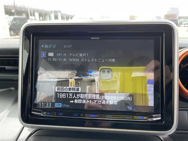 スズキ スペーシア ギア HYBRID XZ 石川県 2019(平31)年 4.5万km フェニックスレッドパール/ガンメタリック2トーンルーフ 社外8型ナビ/フルセグTV/バックカメラ/LEDヘッドライト/ドライブレコーダー/スマートキー/プッシュスタート/電動ミラー/レーダーブレーキ/シートヒーター/コーナーセンサー/フロアマット/オートライト/オートエアコン/保証書