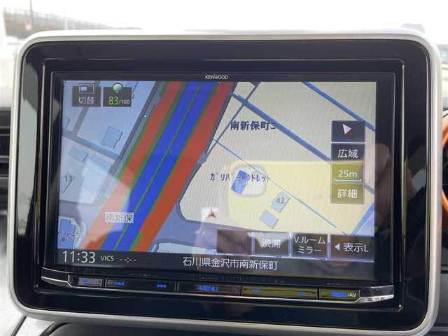 スズキ スペーシア ギア HYBRID XZ 石川県 2019(平31)年 4.5万km フェニックスレッドパール/ガンメタリック2トーンルーフ 社外8型ナビ/フルセグTV/バックカメラ/LEDヘッドライト/ドライブレコーダー/スマートキー/プッシュスタート/電動ミラー/レーダーブレーキ/シートヒーター/コーナーセンサー/フロアマット/オートライト/オートエアコン/保証書