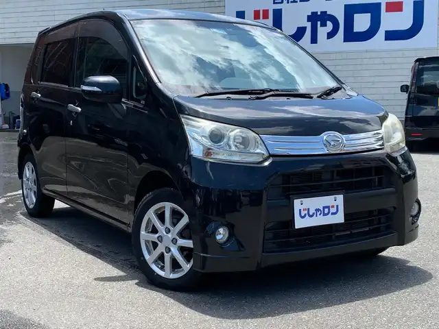 ダイハツ ムーヴ カスタム X 福井県 2012(平24)年 4.8万km ブラックマイカメタリック 社外ナビ（MDV-434DT）/・AM/FM/CD/DVD/・テレビ/ETC/純正14インチアルミホイル/スマートキー/スペアキー/プッシュスタートボタン/オートエアコン/フルフラットシート/純正フロアマット/保証書/取扱説明書