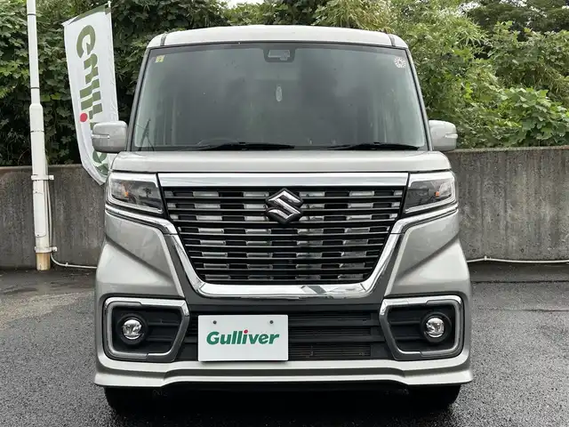 スズキ スペーシア カスタム HYBRID XS 鹿児島県 2020(令2)年 2.1万km スチールシルバーM 社外ディスプレイオーディオ(FM/AM/CD/DVD/BT)/プッシュスタート/両側パワスラ/バックカメラ/アイドリングストップ/ハーフレザーシート/D席シートヒーター/純正フロアマット/純正アルミホイール/オートライト/ABS/ESP/DSBS/レーンキープアシスト/後方コーナーセンサー/イモビライザーシステム/スマートキー/取扱説明書/保証書
