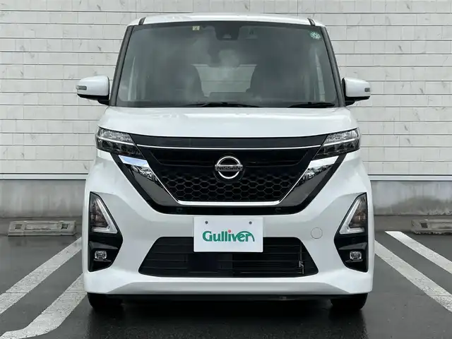 日産 ルークス ハイウェイスター X 静岡県 2020(令2)年 2万km ホワイトパール エマージェンシーブレーキ/純正SDナビ(MJ119D-w)/　AM FM CD Bluetooth/ビルトインETC/LEDオートヘッドライト/片側パワースライド/純正14インチアルミホイール/スマートキー2本/リアサンシェード/ワンオーナー/フルセグTV/アラウンドビューモニター/前方ドライブレコーダー