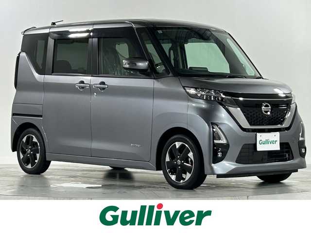 日産 ルークス ハイウェイスター X 佐賀県 2021(令3)年 8.7万km チタニウムグレーメタリック 純正9型ナビ/（ＡＭ/ＦＭ/CD/DVD/Bluetooth/フルセグTV）/全周囲カメラ/ナビ連動ドライブレコーダー/ETC/オートエアコン/左側パワースライドドア/ハンズフリースライドドア/リアサーキュレーター/衝突被害軽減システム/レーアシスト/先行車発進お知らせ機能/コーナーセンサー/LEDヘッドライト/フォグライト/シートバックテーブル/横滑り防止装置/盗難防止装置/オートライト/オートマチックハイビーム/スマートキー/プッシュスタート/USB入力端子/純正フロアマット/純正14インチアルミホイール