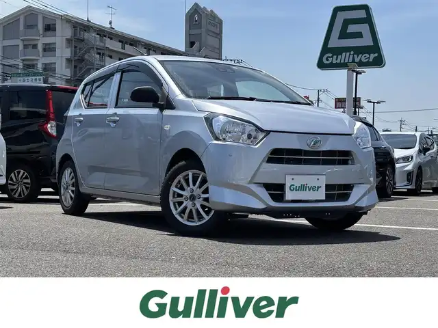 ダイハツ ミラ イース L SAⅢ 大分県 2021(令3)年 2.1万km ブライトシルバーメタリック ・ディスプレイオーディオ(CD/DVD/BT/USB)/・バックモニター/・スマートアシスト/・コーナーセンサー/・オートハイビーム/・オートライト/・純正マットレス/・リモコンキー/・アイドリングストップ/・社外ホイール