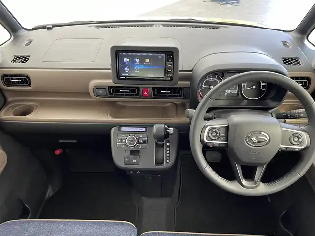 ダイハツ ムーヴ キャンバス セオリー G ターボ 群馬県 2024(令6)年 1万km サンドベージュメタリック 社外７インチナビ　バックカメラ　両側パワースライドドア　ＬＥＤライト　オートハイビーム　シートヒーター　ステアリングリモコン　電子パーキング　オートブレーキホールド　スマートキー　ＥＴＣ　禁煙車