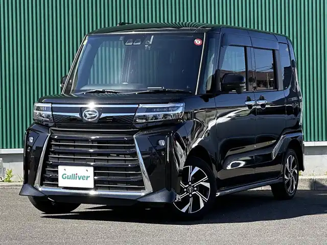 ダイハツ タント カスタム X 宮城県 2023(令5)年 1.9万km ブラックマイカメタリック パノラマモニター/＝＝＝/スマートアシスト/・衝突回避支援ブレーキ機能/・衝突警報機能/・ブレーキ制御付誤発進抑制機能/・車線逸脱警報機能/・車線逸脱抑制制御機能/・路側逸脱警報機能/・ふらつき警報/・先行車発進お知らせ機能/・標識認識機能/・アダプティブドライビングビーム/・コーナーセンサー/純正10インチナビ（NMZN-Z73DS）/・CD/DVD/・Bluetooth/・USB/HDMI/・フルセグTV/ビルトインETC/社外前後ドライブレコーダー/両側パワースライドドア/ハーフレザーシート/シートヒーター/革巻きステアリング/ステアリングスイッチ/LEDヘッドランプ/フォグランプ/オートライト/電動パーキングブレーキ/ブレーキホールド/スマートキー＆プッシュスタート/電動格納ミラー/純正14インチAW/純正ドアバイザー/純正フロアマット/Wエアバッグ/取扱説明書/保証書