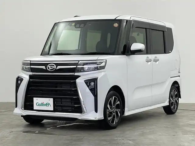 ダイハツ タント カスタム X 群馬県 2023(令5)年 2万km シャイニングホワイトパール 社外７インチナビ　バックカメラ　プリクラッシュセーフティ　レーンキープアシスト　オートマチックハイビーム　シートヒーター　両側パワースライドドア　ドライブレコーダー　コーナーセンサー　純正アルミ　禁煙