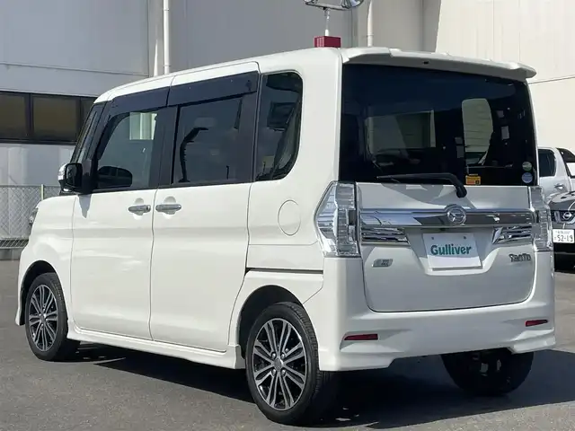 ダイハツ タント カスタム RS SA 群馬県 2014(平26)年 5.7万km パールホワイトⅢ 衝突軽減ブレーキ　/ナビ　/バックカメラ　/ＴＶ・Ｂｌｕｅｔｏｏｔｈ・ＣＤ・ＤＶＤ　/両側パワースライドドア　/ＥＴＣ　/前後ドライブレコーダー　/ＬＥＤオートライト　/スマートキー２本　/プッシュスタート　/横滑り防止装置