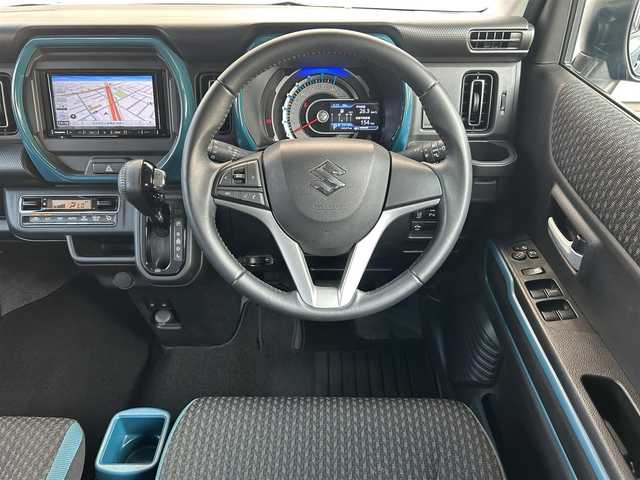 スズキ ハスラー HYBRID X 福岡県 2021(令3)年 2.5万km デニムブルー ガンメタリック 2トーン 社外ディスプレイオーディオ【AVIC-RZ111】/（AM/FM/Bluetooth）/スズキセーフティサポート/・デュアルカメラブレーキサポート/・誤発進抑制機能/・車線逸脱警報/・ふらつき警報/・先行車発進お知らせ機能/・ハイビームアシスト/・標識認識機能/・後退時ブレーキサポート/・後方誤発進抑制機能/・リアパーキングセンサー/オートライト/横滑り防止装置/アイドリングストップ/純正15インチアルミホイール/シートヒーター（D/N）/CARROZZERIA製前方ドライブレコーダー【VREC-DZ300】/シートバックテーブル/ETC/純正フロアマット/ISOFIX/プッシュスタート/電源ソケット×1/保証書/取扱説明書/ナビ取扱説明書
