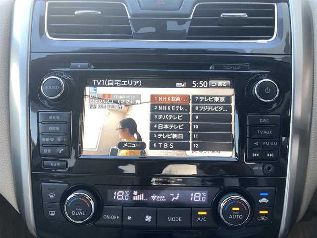 日産 ティアナ XV ナビAVMパッケージ 千葉県 2016(平28)年 3.3万km ブリリアントホワイトパール ワンオーナー/純正メーカーナビ(AM/FM/CD/DVD/BT/AUX/TV)/アラウンドビューモニター/コーナーセンサー/BSM/クルーズコントロール/衝突被害軽減ブレーキ/ETC/スペアキー/保証書・取説