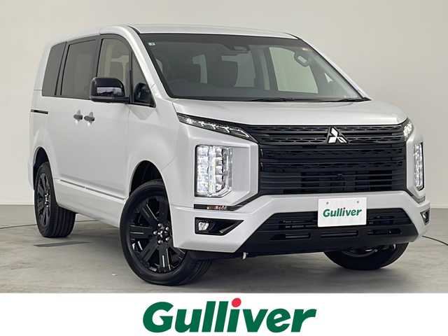 三菱 デリカＤ：５ ブラックエディション 愛知県 2025(令7)年 0.1千km ホワイトダイヤモンド 新車・未使用車/純正ナビ/バックカメラ/フルセグTV・HDMI・CD・DVD・USB/AppleCarPlay・AndroidAuto/両側パワースライドドア/パワーバックドア/レザーシート/運転席パワーシート/運転席助手席シートヒーター/革巻きステアリング/ステアリングヒーター/アイドリングストップ/レーダークルーズコントロール（ACC）/LDW/BSM/レーンチェンジアシスト/衝突被害軽減ブレーキ/オートマチックハイビーム/スペアキー/新車保証書・取扱説明書