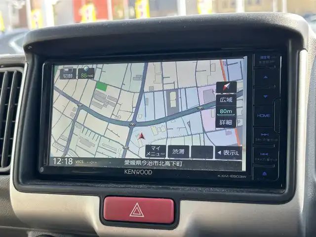 スズキ エブリイ PC リミテッド 愛媛県 2019(令1)年 7.4万km ブルーイッシュブラックパール3 登録時走行距離:73520km/ディーラーOP純正ナビ/AM/FM/TV/DVD/CD/SD/Bluetooth/ETC/ＡＣ/ハロゲンヘッドライト/両側スライドドア/横滑り防止装置/盗難防止装置/衝突軽減システム/ABS/パワステ/エアバッグ/リモコンキー/スペアキー