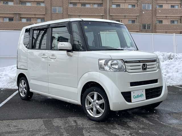 ホンダ Ｎ ＢＯＸ G Lパッケージ 秋田県 2014(平26)年 7.3万km プレミアムホワイトパール メモリナビ/AM/FM/フルセグテレビ/ハンズフリー/プッシュスタート/アイドリングストップ/片側パワースライドドア/横滑り防止装置/スペアキー/純正フロアマット/ドアバイザー/電核ミラー/ベンチシート/積込サマー純正（１５５/６５/１４）