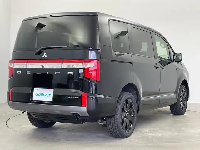 三菱 デリカＤ：５ シャモニー 新潟県 2025(令7)年 0.1千km 黒 4WD/衝突被害軽減ブレーキ/レーンキープアシスト/レーダークルーズコントロール/全方位モニター/ブラインドスポットモニター/両側パワースライドドア/パワーバックドア/D席パワーシート/ハーフレザーシート/前席シートヒーター/ステアリングヒーター/アイドリングストップ/横滑り防止装置/LEDヘッドライト/オートマチックハイビーム/レザーステアリング/パドルシフト