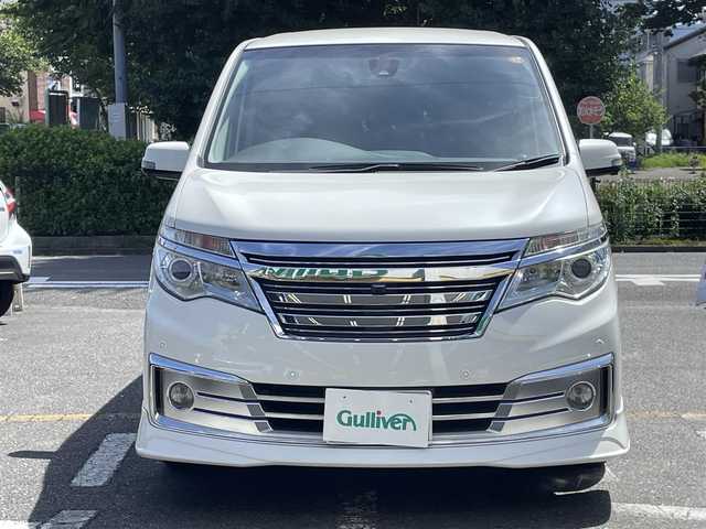 日産 セレナ ライダー パフォ S HV Aセーフ 神奈川県 2015(平27)年 5.9万km ブリリアントホワイトパール ワンオーナー/エマージェンシーブレーキ/踏み間違え防止アシスト/アイドリングストップ/純正8インチメモリナビ/CD/DVD/Bluetooth/地デジ/HDMI/アラウンドビューモニター/フリップダウンモニター/ETC車載器/両側パワースライドドア/LEDヘッドランプ/クルーズコントロール
