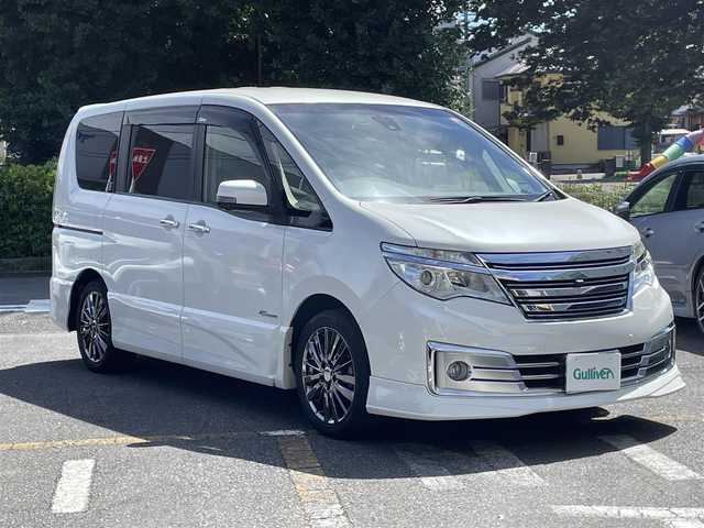 日産 セレナ ライダー パフォ S HV Aセーフ 神奈川県 2015(平27)年 5.9万km ブリリアントホワイトパール ワンオーナー/エマージェンシーブレーキ/踏み間違え防止アシスト/アイドリングストップ/純正8インチメモリナビ/CD/DVD/Bluetooth/地デジ/HDMI/アラウンドビューモニター/フリップダウンモニター/ETC車載器/両側パワースライドドア/LEDヘッドランプ/クルーズコントロール