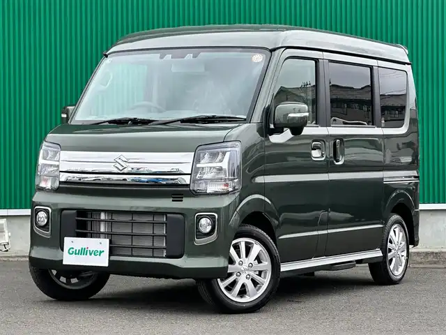 スズキ エブリィ ワゴン PZターボ スペシャル 宮城県 2025(令7)年 0.1万km未満 クールカーキPM セーフティサポート/・デュアルセンサーブレーキサポート/・誤発進抑制機能（後方含む）/・車線逸脱警報機能/・ハイビームアシスト/・パーキングセンサー（リア）/・ふらつき警報/・先行車発進お知らせ機能/・後退時ブレーキサポート/・ヒルホールドコントロール/両側パワースライドドア/電動オートステップ（助手席側）/シートヒーター（運転席）/革巻きステアリング/ステアリングスイッチ/LEDヘッドランプ/フォグランプ/オートライト/オートエアコン/リアヒーター/スマートキー＆プッシュスタート/電動格納ミラー/純正14インチAW/Wエアバッグ
