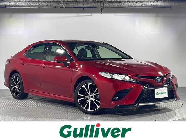 トヨタ カムリ WSレザーパッケージ 沖縄県 2019(平31)年 3.7万km エモーショナルレッドⅡ 禁煙車/純正ナビ付ディスプレイオーディオ(BT/フルセグ/ラジオ/CD/DVD/AUX/USB/Carplay)/BSM（ブラインドスポットモニター）/HUD（ヘッドアップディスプレイ）/トヨタセーフティーセンス/プリクラッシュブレーキ/クリアランスソナー/オートハイビーム/レーダークルーズコントロール/シートヒーター(D/N席)/パワーシート（D/N席）/レザーシート/パドルシフト/ビルドインETC/社外ドラレコ（前後）/電子パーキングブレーキ/オートホールド/LEDヘッドライト/純正18インチアルミホイール/純正フロアマット/純正ドアバイザー/革巻きステアリング/スペアキー