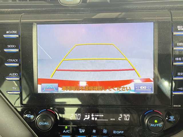 トヨタ カムリ WSレザーパッケージ 沖縄県 2019(平31)年 3.7万km エモーショナルレッドⅡ 禁煙車/純正ナビ付ディスプレイオーディオ(BT/フルセグ/ラジオ/CD/DVD/AUX/USB/Carplay)/BSM（ブラインドスポットモニター）/HUD（ヘッドアップディスプレイ）/トヨタセーフティーセンス/プリクラッシュブレーキ/クリアランスソナー/オートハイビーム/レーダークルーズコントロール/シートヒーター(D/N席)/パワーシート（D/N席）/レザーシート/パドルシフト/ビルドインETC/社外ドラレコ（前後）/電子パーキングブレーキ/オートホールド/LEDヘッドライト/純正18インチアルミホイール/純正フロアマット/純正ドアバイザー/革巻きステアリング/スペアキー