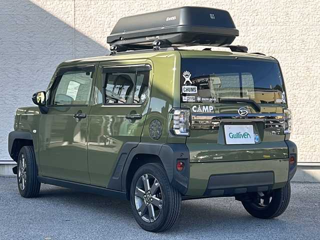 ダイハツ タフト G 滋賀県 2020(令2)年 6.1万km フォレストカーキメタリック 純正メモリーナビ/（AM/FM/CD/DVD/フルセグTV/Bluetooth/iPod/SD）/ETC/ガラスルーフ/INNOルーフボックス/ドライブレコーダー/衝突軽減ブレーキ/シートヒーターD/N/オートライト/オートエアコン/ステアリングスイッチ/アイドリングストップ/電子パーキング/ブレーキホールド/コーナーセンサー/プッシュスタート/スマートキー/純正ドアバイザー/電動格納ミラー/USB/横滑り防止装置