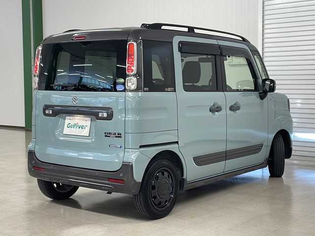 スズキ スペーシア ギア HYBRID XZ 熊本県 2019(令1)年 6.5万km オフブルーメタリック/ガンメタリック2トーンルーフ 社外SDナビ（ラジオ、フルセグ、BT、SD、CD、DVD）/ETC/ステアリングリモコン/シートヒーター/両側パワースライドドア/クリアランスソナー/レーンキープアシスト/横滑り防止/衝突被害軽減ブレーキ/オートライト/・LEDヘッドライト/・フォグランプ/プッシュスタート/スマートキー/・スペアキー有