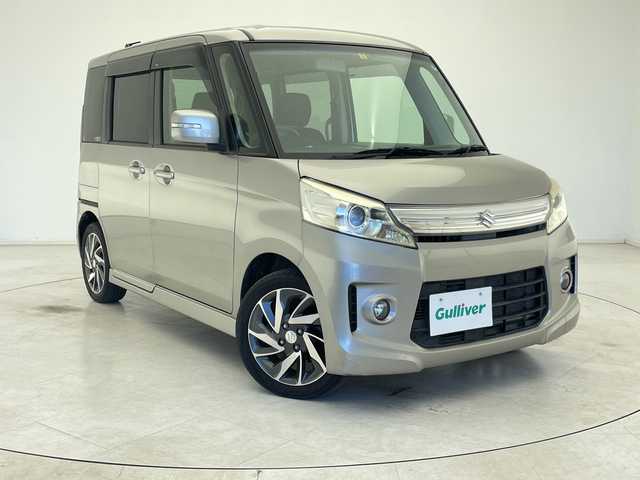 スズキ スペーシア カスタム TS 千葉県 2014(平26)年 4.4万km スチールシルバーM ターボ車/社外ナビ/フルセグ/DVD/BT/USB/バックカメラ/両側パワースライドドア/ビルトインETC/プッシュエンジンスタート/ロールサンシェード/アイドリングストップ/キセノンヘッドライト/純正15インチアルミホイール/ルーフコンソールBOX/フロアマット/ドアバイザー