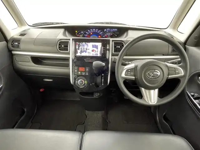 ダイハツ タント カスタム X トップED SA Ⅲ 熊本県 2017(平29)年 6.1万km ブラックマイカメタリック ワンオーナー　/禁煙車　/社外ナビ（ＣＤ・ＤＶＤ・フルセグ・ＢＴ・ＳＤ・ＵＳＢ）/バックカメラ　/片側パワースライドドア　/後ろのみクリアランスソナー　/衝突軽減ブレーキ　/横滑り防止　/アイドリングストップ/ハーフレザーシート/社外フロアマット/純正１４インチAW/オートライト/オートマチックハイビーム/LEDヘッドライト/フォグランプ/スマートキー/プッシュスタート/保証書/取扱説明書