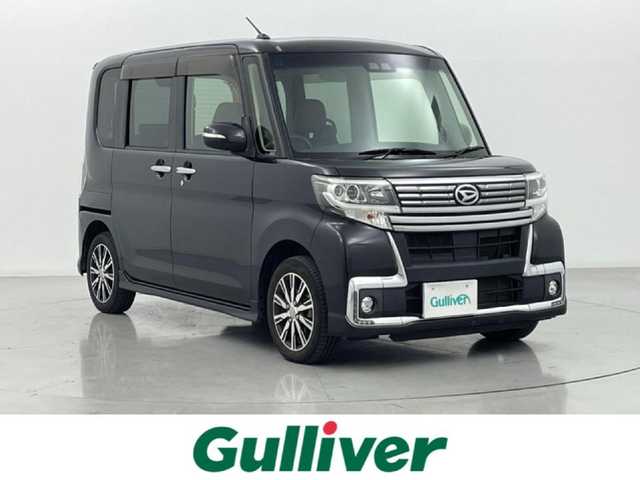 ダイハツ タント カスタム X トップED SA Ⅲ 熊本県 2017(平29)年 6.1万km ブラックマイカメタリック ワンオーナー　/禁煙車　/社外ナビ（ＣＤ・ＤＶＤ・フルセグ・ＢＴ・ＳＤ・ＵＳＢ）/バックカメラ　/片側パワースライドドア　/後ろのみクリアランスソナー　/衝突軽減ブレーキ　/横滑り防止　/アイドリングストップ/ハーフレザーシート/社外フロアマット/純正１４インチAW/オートライト/オートマチックハイビーム/LEDヘッドライト/フォグランプ/スマートキー/プッシュスタート/保証書/取扱説明書