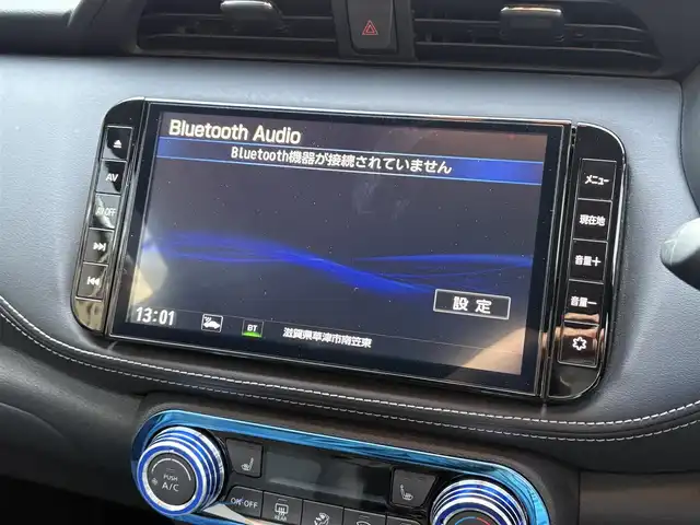 日産 キックス X 滋賀県 2021(令3)年 3.4万km ダークブルー 純正9インチナビ/(CD/DVD/Bluetooth/フルセグTV)/プロパイロット/ルーフレール/アラウンドビューモニター/レーダークルーズコントロール/クリアランスソナー/純正デジタルインナーミラー/ドライブレコーダー/シートヒーター/ステアリングヒーター/ハーフレザーシート/オートライト/LEDヘッドライト/スマートキー