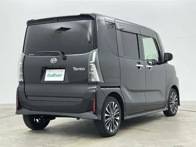 ダイハツ タント カスタム RS 岡山県 2023(令5)年 3.1万km ブラックマイカメタリック 純正9インチデイスプレイオーディオ/（BT/TV/Carplay/HDMI)/全方位カメラ/両側パワースライドドア/スマートアシスト/衝突回避支援/認識シ支援/運転負荷軽減/駐車支援/追従型クルーズコントロール/LEDヘッドライト/オートライト/フォグランプ/USB端子/純正フロアマット/純正ドアバイザー/純正15インチアルミホイール/スペアキー１個