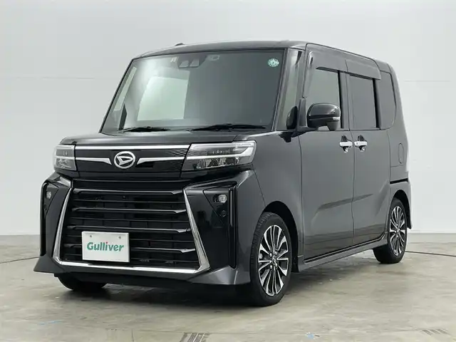 ダイハツ タント カスタム RS 岡山県 2023(令5)年 3.1万km ブラックマイカメタリック 純正9インチデイスプレイオーディオ/（BT/TV/Carplay/HDMI)/全方位カメラ/両側パワースライドドア/スマートアシスト/衝突回避支援/認識シ支援/運転負荷軽減/駐車支援/追従型クルーズコントロール/LEDヘッドライト/オートライト/フォグランプ/USB端子/純正フロアマット/純正ドアバイザー/純正15インチアルミホイール/スペアキー１個