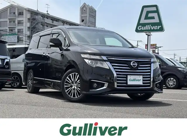 日産 エルグランド 250ハイウェイスターS 大分県 2017(平29)年 6.5万km ファントムブラック ・純正ナビ(CD.DVD.SD.BT)/・バックカメラ/・フルセグテレビ/・Fダウンモニター/・両側パワースライドドア/・テレビキャンセラー/・クルーズコントロール/・オットマン/・ETC/・ドライブレコーダー/・スマートキー/・プッシュスタート