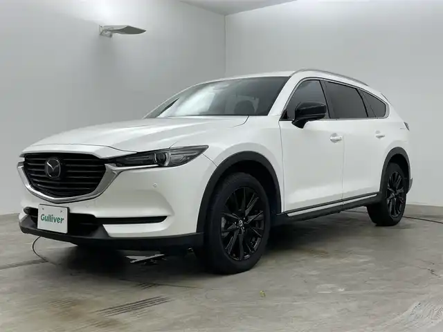マツダ ＣＸ－８ XD ブラックトーンエディション 岡山県 2021(令3)年 6.4万km スノーフレイクホワイトパールマイカ 純正10.25インチSDナビ/（Carplay/フルセグTV/USB/Bluetooth）/ルーフレール/全方位カメラ/ETC/横滑り防止装置/レーンキープアシスト/オートマチックハイビーム/D/N席シートヒーター/D/N席パワーシート/LEDヘッドライト/ブラインドスポットモニター/アイドリングストップ/ステアリングヒーター/電動リアゲート/コーナーセンサー/プッシュスタート/スマートキー/スペアキー/ミュージックプレイヤー/純正フロアマット/純正19インチアルミホイール/新車保証書/取扱説明書
