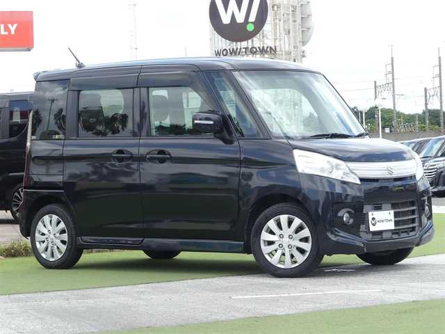 スズキ スペーシア カスタム XS 千葉県 2014(平26)年 7.4万km ブルーイッシュブラックパール3 左パワースライドドア/右イージークローザードア/社外メモリーナビ/ワンセグTV/【DVD/CD再生機能　Bluetooth接続】/革巻きステアリング/ETC/HIDヘッドライト/フォグライト/ウインカーミラー/純正14インチアルミホイル/携帯リモコン