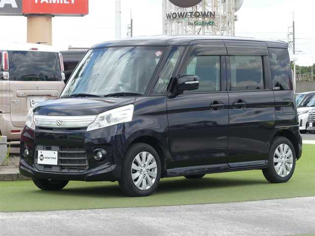 スズキ スペーシア カスタム XS 千葉県 2014(平26)年 7.4万km ブルーイッシュブラックパール3 左パワースライドドア/右イージークローザードア/社外メモリーナビ/ワンセグTV/【DVD/CD再生機能　Bluetooth接続】/革巻きステアリング/ETC/HIDヘッドライト/フォグライト/ウインカーミラー/純正14インチアルミホイル/携帯リモコン