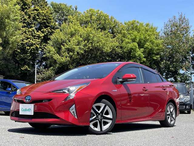 トヨタ プリウス A プレミアム　ツーリングセレ 東京都 2016(平28)年 6.9万km エモーショナルレッド 純正メモリナビ（DSZT-YC4T）/・フルセグTV/DVD/Bluetoothオーディオ/バックカメラ/本革シート/・前席シートヒーター/Toyota Safety Sense P/・プリクラッシュセーフティシステム/・レーンディパーチャーアラート（ステアリング制御付）/・オートマチックハイビーム/・レーダークルーズコントロール（全車速追従機能付）/ブラインドスポットモニター/カラーヘッドアップディスプレイ/AC100V1500W/LEDヘッドランプ/フロアマット/保証書/スペアキー