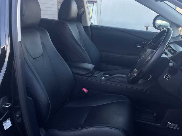 レクサス ＲＸ 450h バージョンL エアサス 長野県 2013(平25)年 9.1万km スターライトブラックガラスフレーク ・純正HDDメーカオプションナビナビゲーション/CD DVD フルセグTV Bluetooth/・バックカメラ/・ビルトインETC/・レーダークルーズコントロール/・黒革シート/・シートヒーター(D/N)/・エアーシート(D/N)/・パワーシート(D/N)/・パワーバックドア/・純正19インチアルミホイール/・コーナーセンサー/・LEDヘッドライト/・オートライト/・フォグライト/・ウィンカーミラー/・電動格納ミラー/・フロアマット/・スマートキー/・エンジンプッシュスタート/・エアサス/・AW付き冬タイヤ積込有り