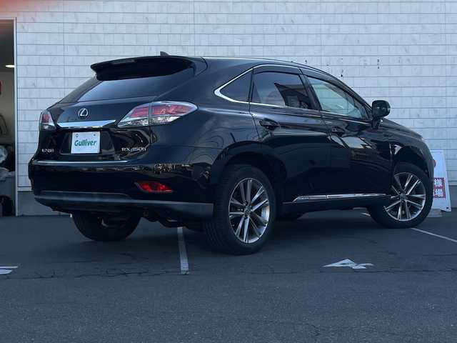 レクサス ＲＸ 450h バージョンL エアサス 長野県 2013(平25)年 9.1万km スターライトブラックガラスフレーク ・純正HDDメーカオプションナビナビゲーション/CD DVD フルセグTV Bluetooth/・バックカメラ/・ビルトインETC/・レーダークルーズコントロール/・黒革シート/・シートヒーター(D/N)/・エアーシート(D/N)/・パワーシート(D/N)/・パワーバックドア/・純正19インチアルミホイール/・コーナーセンサー/・LEDヘッドライト/・オートライト/・フォグライト/・ウィンカーミラー/・電動格納ミラー/・フロアマット/・スマートキー/・エンジンプッシュスタート/・エアサス/・AW付き冬タイヤ積込有り