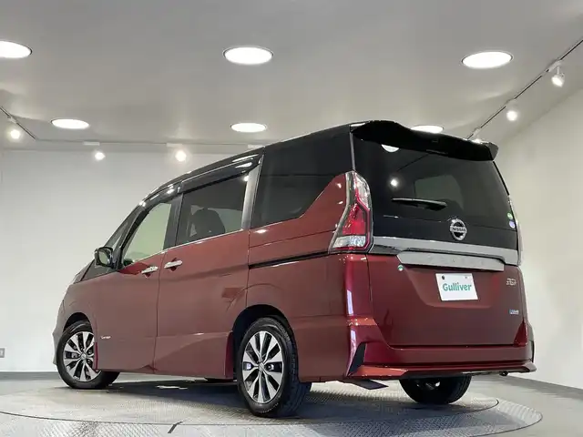 日産 セレナ ハイウェイスター Vセレクション 愛知県 2017(平29)年 4.1万km マルーンレッド 2トーン 純正９インチＳＤナビ　/（FM/AM/SD/Bluetooth/フルセグTV/CD・DVD・ブルーレイ再生）/純正フリップダウンモニター　/ブラウンハーフレザーシート/セーフティパックＢ　/　　-衝突軽減ブレーキ　/　　-車線逸脱警報/　　-歩行者検知/　　-アクティブクルーズコントロール（ACC)/　　-アラウンドビューモニター　/プロパイロット　/両側パワースライドドア　/デジタルインナーミラー/ビルトインＥＴＣ　/ドライブレコーダー/LEDヘッドライト/純正16インチアルミホイール
