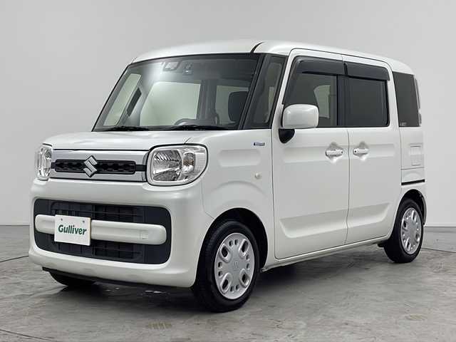 スズキ スペーシア HYBRID X 三重県 2019(平31)年 4.3万km ピュアホワイトP 禁煙車/社外SDナビ（AVIC-RZ802）/AM/FM/CD/DVD/BT/SD/フルセグTV/バックカメラ/衝突軽減ブレーキ/両側パワースライドドア/コーナーセンサー /レーンキープアシスト /シートヒーター /ETC/オートライト/オートハイビーム/プッシュスタート/スマートキー/純正ドアバイザー/アームレスト/サーキュレーター