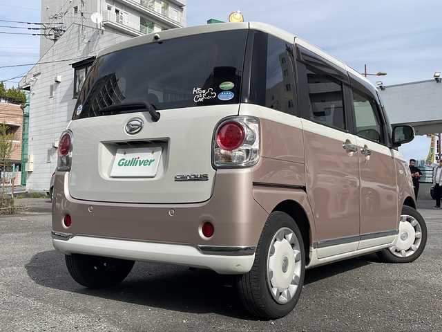 ダイハツ ムーヴ キャンバス G メイクアップ SA Ⅲ 宮崎県 2017(平29)年 4.5万km パールホワイトⅢ/ライトローズマイカメタリックⅡ 2トーン 純正ナビ Bluetooth バックカメラ フルセグTV 両側パワースライドドア ドライブレコーダー ETC HDIM端子 USB入力端子 CD/DVDチェンジャー 後ろのみコーナーセンサー LEDライト 純正アルミホイール 純正フロアマット スマートキー /　