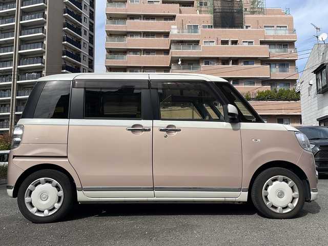 ダイハツ ムーヴ キャンバス G メイクアップ SA Ⅲ 宮崎県 2017(平29)年 4.5万km パールホワイトⅢ/ライトローズマイカメタリックⅡ 2トーン 純正ナビ Bluetooth バックカメラ フルセグTV 両側パワースライドドア ドライブレコーダー ETC HDIM端子 USB入力端子 CD/DVDチェンジャー 後ろのみコーナーセンサー LEDライト 純正アルミホイール 純正フロアマット スマートキー /　