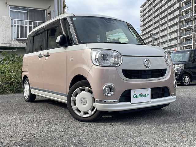 ダイハツ ムーヴ キャンバス G メイクアップ SA Ⅲ 宮崎県 2017(平29)年 4.5万km パールホワイトⅢ/ライトローズマイカメタリックⅡ 2トーン 純正ナビ Bluetooth バックカメラ フルセグTV 両側パワースライドドア ドライブレコーダー ETC HDIM端子 USB入力端子 CD/DVDチェンジャー 後ろのみコーナーセンサー LEDライト 純正アルミホイール 純正フロアマット スマートキー /　