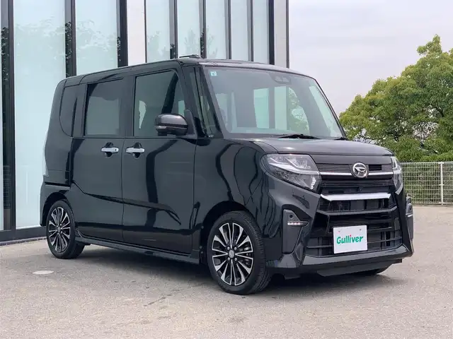 ダイハツ タント カスタム RS 大阪府 2019(令1)年 1.7万km ブラックマイカメタリック 社外ナビ/   フルセグTV/CD/DVD/Bluetooth/衝突軽減/全方位モニター/両側パワースライドドア/アイドリングストップ/ステアリングスイッチ/純正フロアマット/プッシュスタート/スマートキー/ハーフレザー/ETC/LED