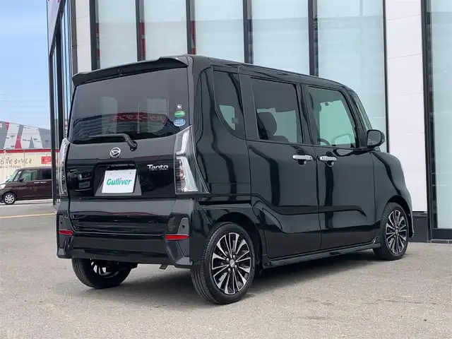 ダイハツ タント カスタム RS 大阪府 2019(令1)年 1.7万km ブラックマイカメタリック 社外ナビ/   フルセグTV/CD/DVD/Bluetooth/衝突軽減/全方位モニター/両側パワースライドドア/アイドリングストップ/ステアリングスイッチ/純正フロアマット/プッシュスタート/スマートキー/ハーフレザー/ETC/LED