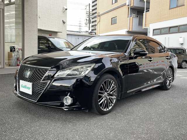 トヨタ クラウン ハイブリッド アスリートS 大阪府 2014(平26)年 13.4万km ブラック 純正ナビ/純正フルセグTV/バックモニター/キセノンライト/サンルーフ/黒革シート/レーダークルーズコントロール/前席パワーシート/エアーシート・シートヒーター/ビルトインETC/スマートキー/プッシュスタート/フロアマット/ドアバイザー/保証書/取説